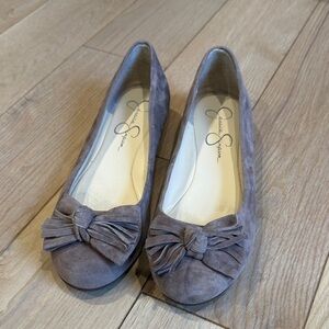 Jessica Simpson Taupe Suede Flats with Bow